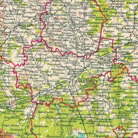 Карта ретро РУЗ Ко Владимирской губернии. Состояние на 1913 г.
