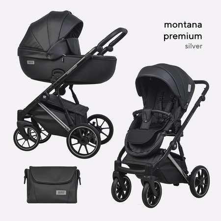 Коляска 2в1 Riko basic Montana Premium Silver 22 Black