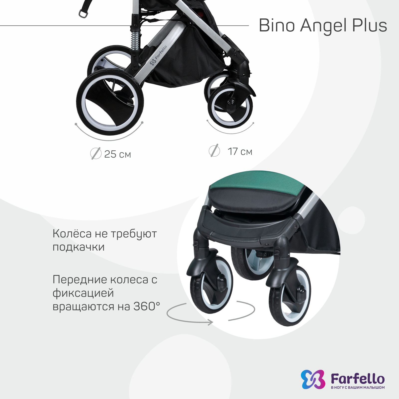 Коляска прогулочная детская Farfello Bino Angel Plus - фото 4