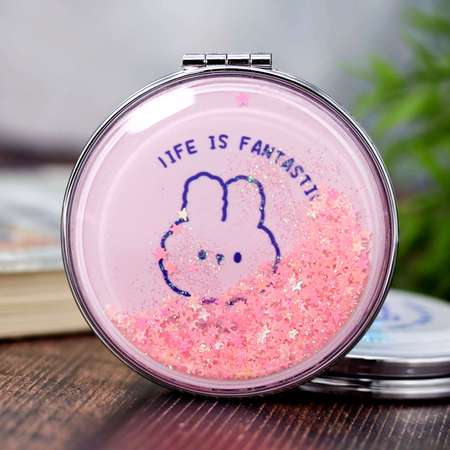 Зеркало карманное iLikeGift Head rabbit pink с увеличением