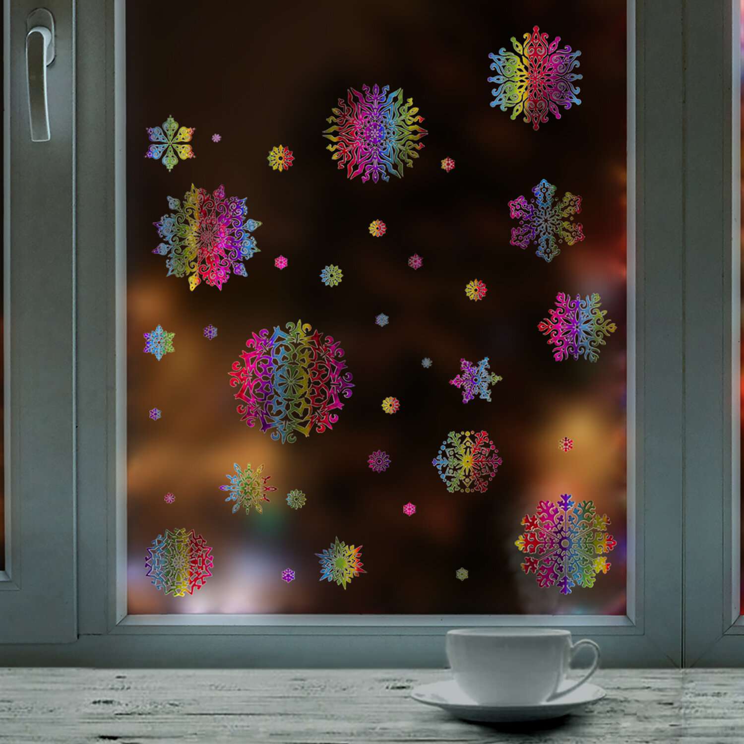 Наклейки Золотая сказка на окна новогодние двусторонние многоразовые - фото 8