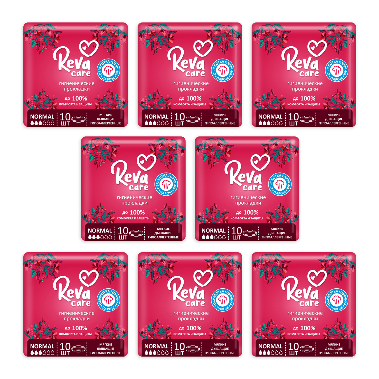 Прокладки гигиенические Reva Care Normal 8 упаковок по 10 штук - фото 1