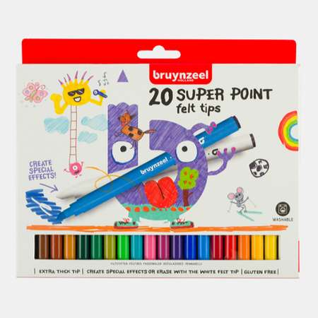 Набор фломастеров BRUYNZEEL Kids Super Point 20 цветов в картонной упаковке