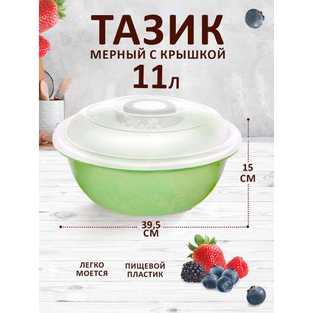 Таз elfplast мерный с крышкой мятный 11 л 39.5х15 см