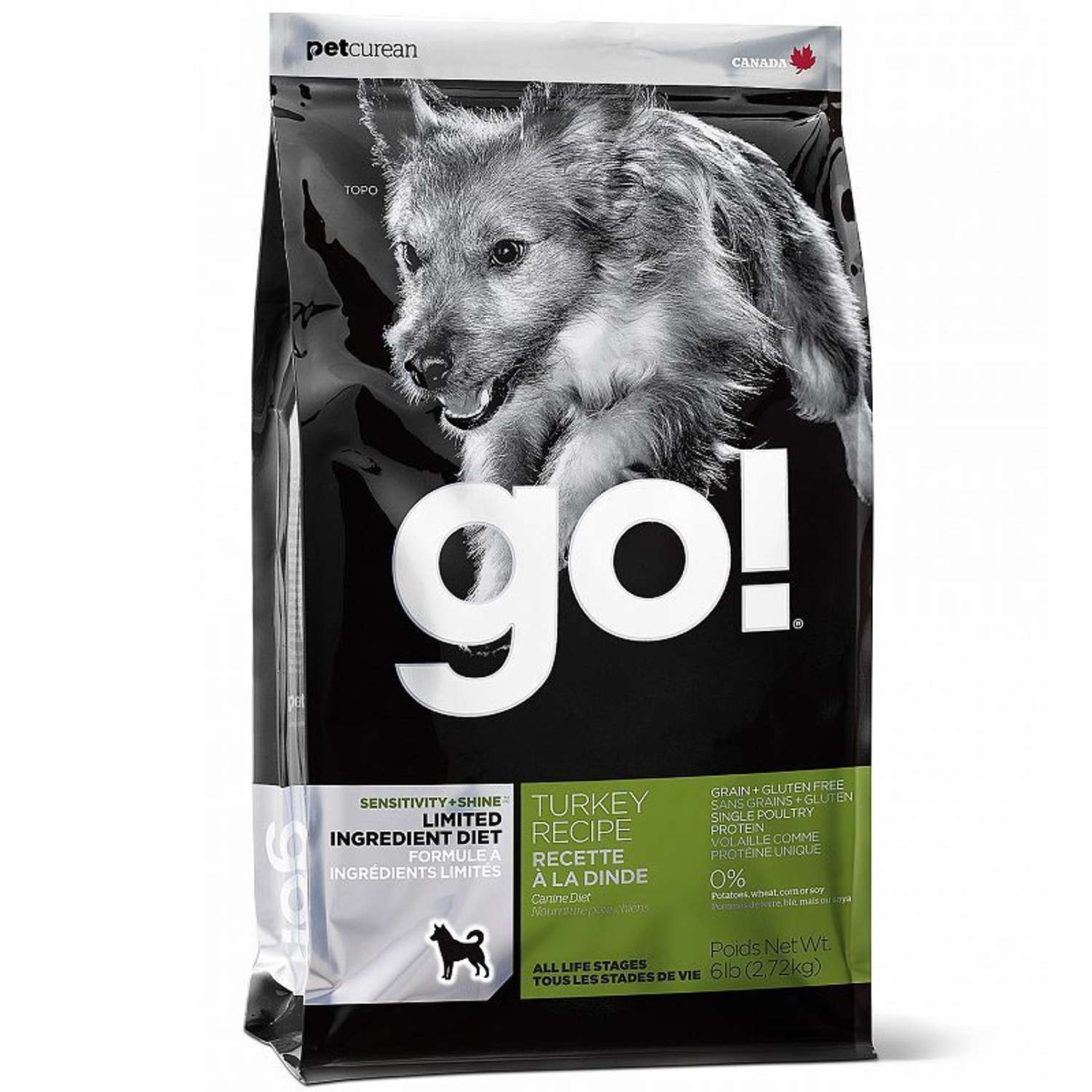 Корм для собак GO 11,3кг для чувствительного пищеварения беззерновой с индейкой сухой - фото 1