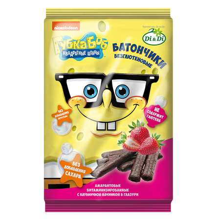 Батончики Sponge Bob амарантовые с клубничной начинкой глазированные 110г