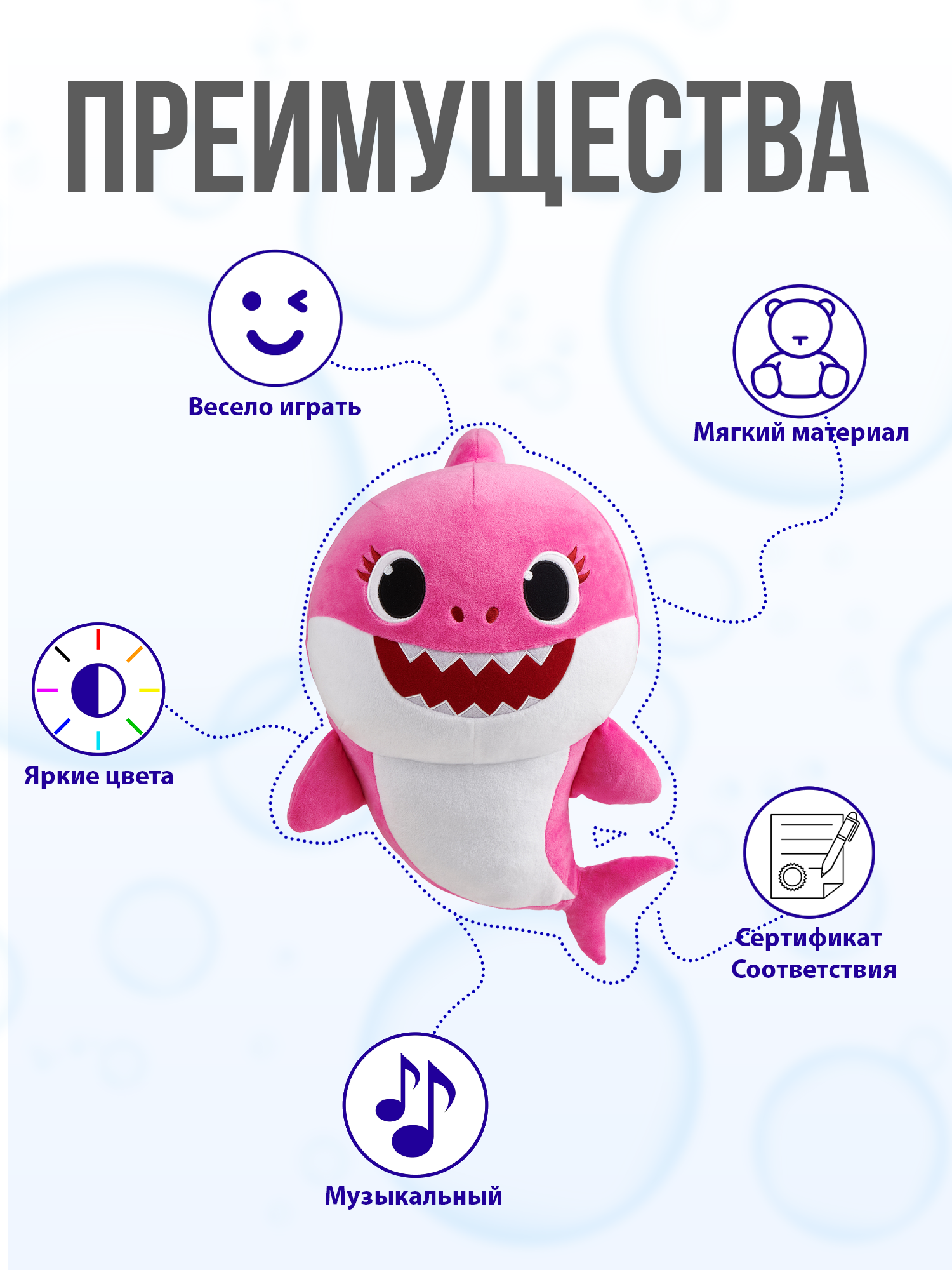 Мягкая игрушка Wow Wee музыкальная Мама Акула 45 см Baby Shark 61272 - фото 5