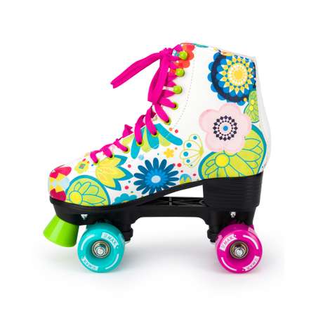 Роликовые коньки SXRide Roller skate YXSKT04FLWR36 цвет белые с цветами размер 36
