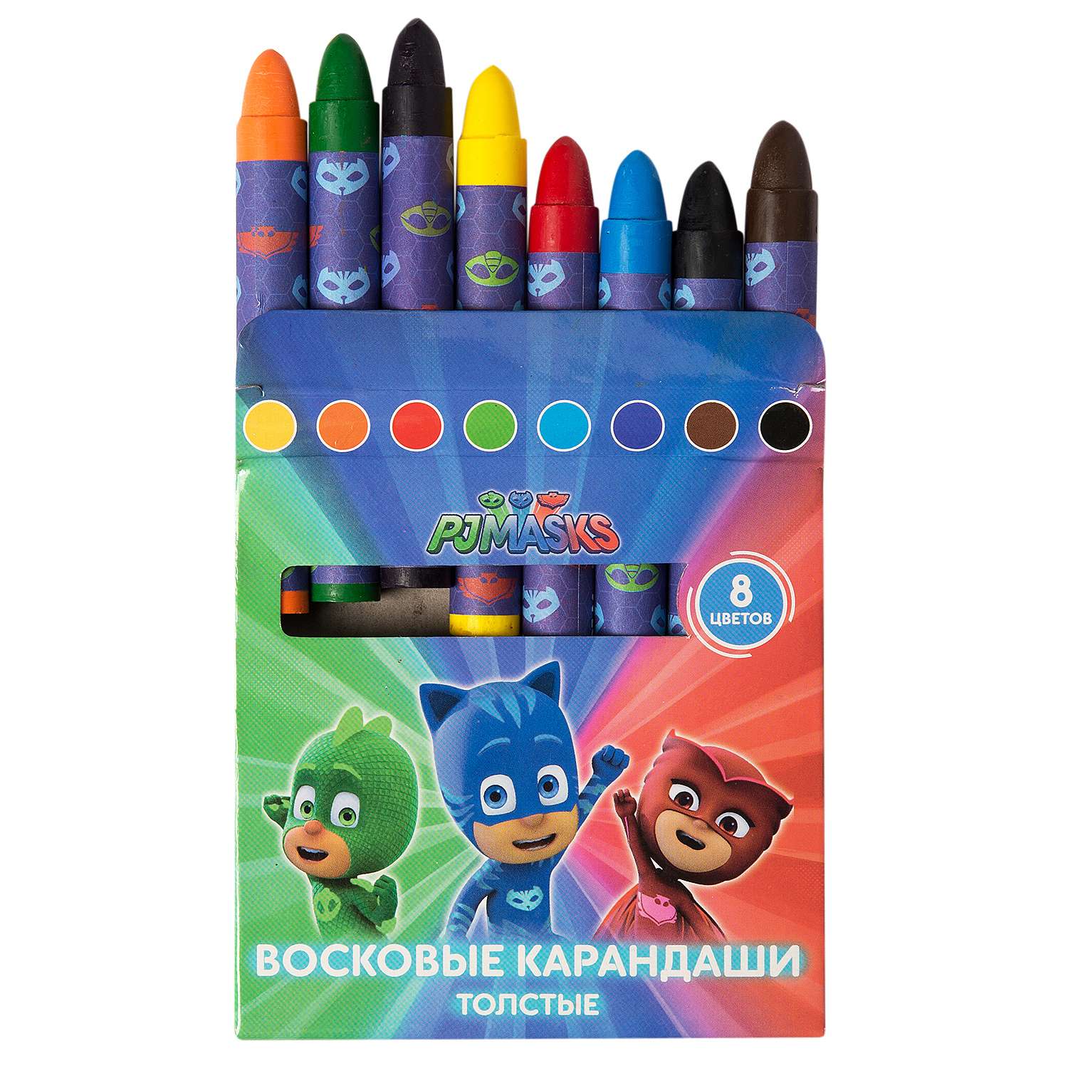 Карандаши восковые Росмэн PJ Masks Тол 8цветов - фото 3