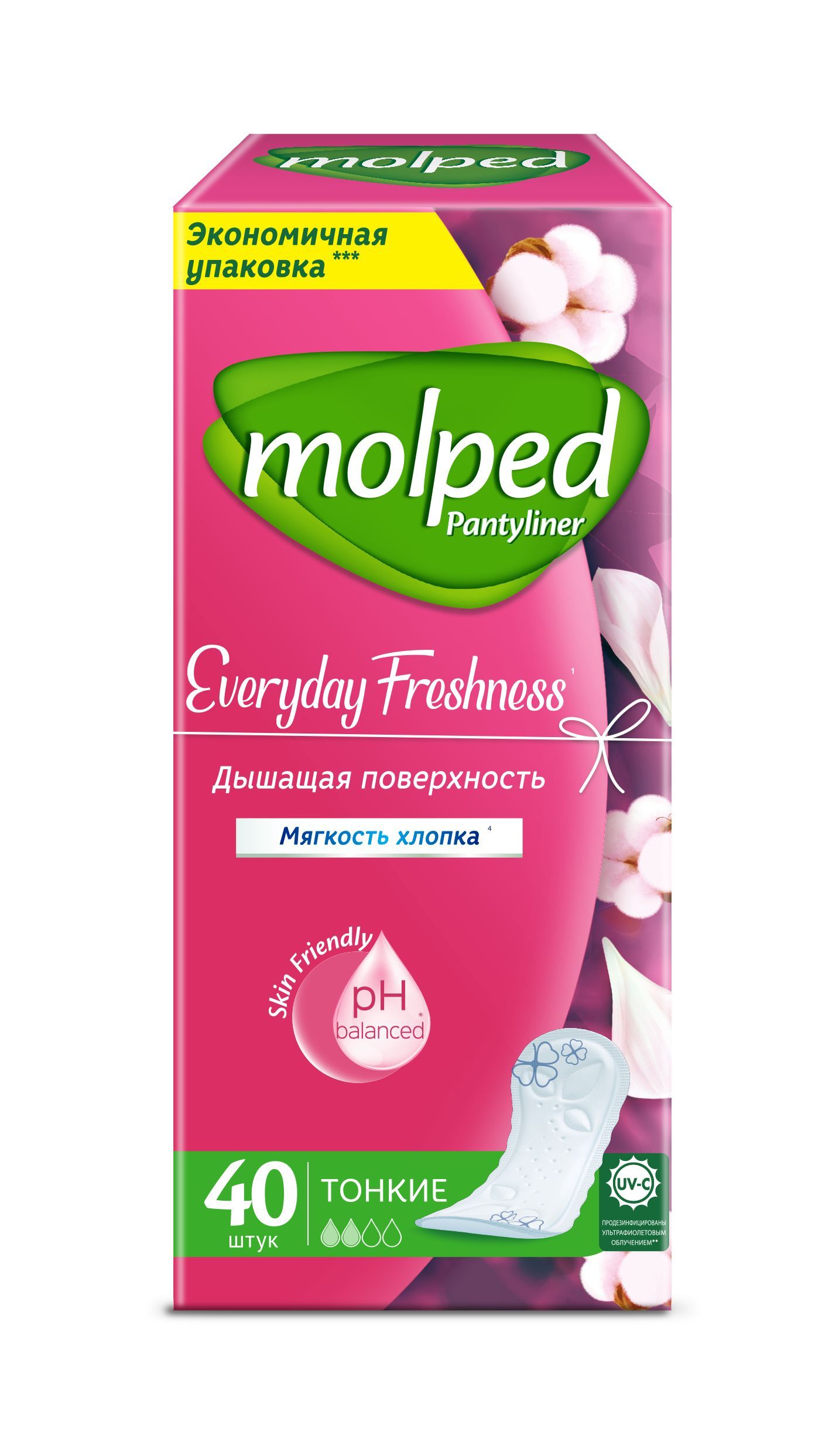 Прокладки Molped Ежедневные женские Everyday Freshness 40 шт купить по цене  213 ₽ в интернет-магазине Детский мир