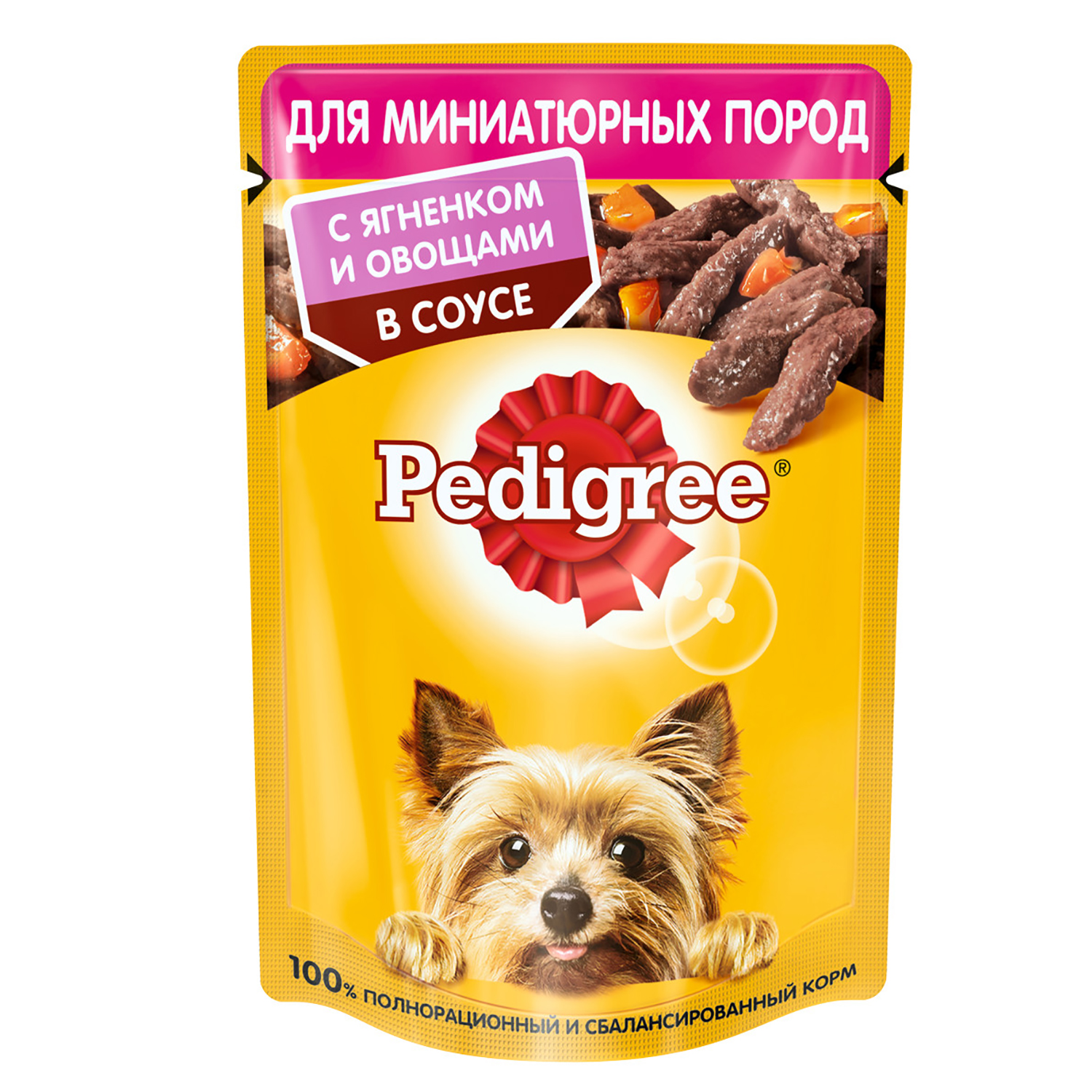 Корм для собак миниатюрных пород Pedigree с ягненком и овощами в соусе 85г