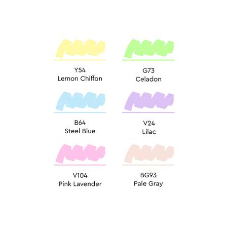 Набор двусторонних маркеров SKETCHMARKER Pastel - 6 пастельных оттенков для скетчинга в картонной упаковке