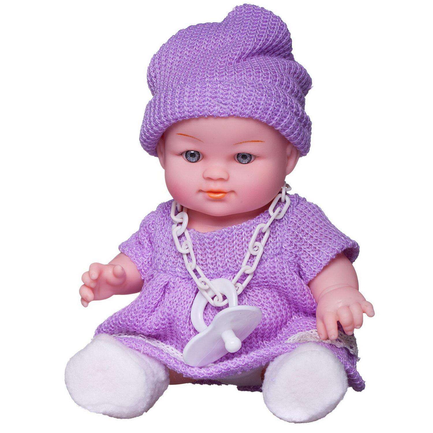 Кукла-пупс ABTOYS озвученный в фиолетовом платье 23 см PT-00592/фиолетовое - фото 1