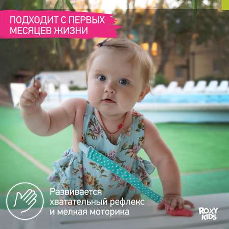 Прорезыватель для зубов ROXY-KIDS на держателе цвет мятный