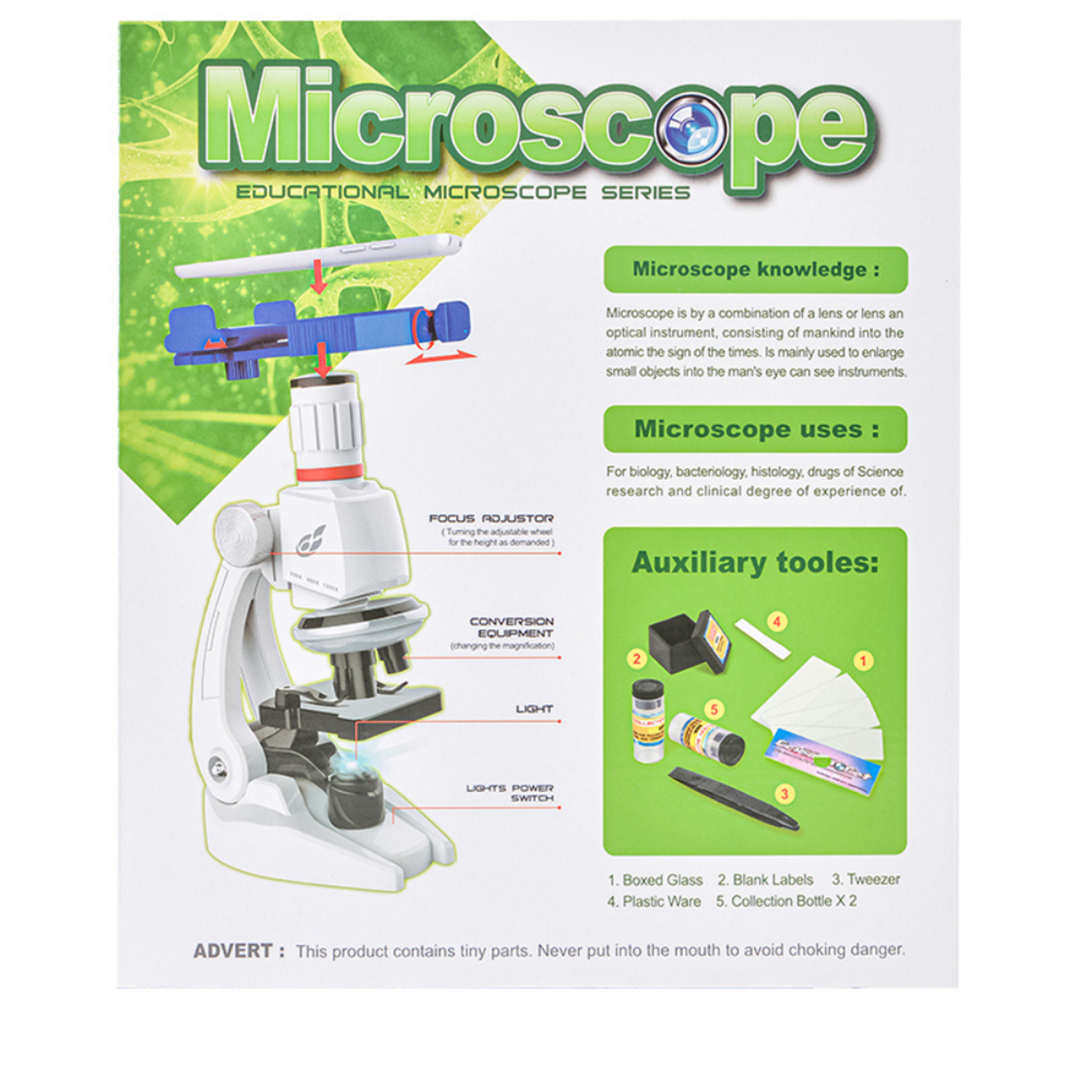 Детский микроскоп MagicStyle набор для опытов с держателем для смартфона и подсветкой - фото 9