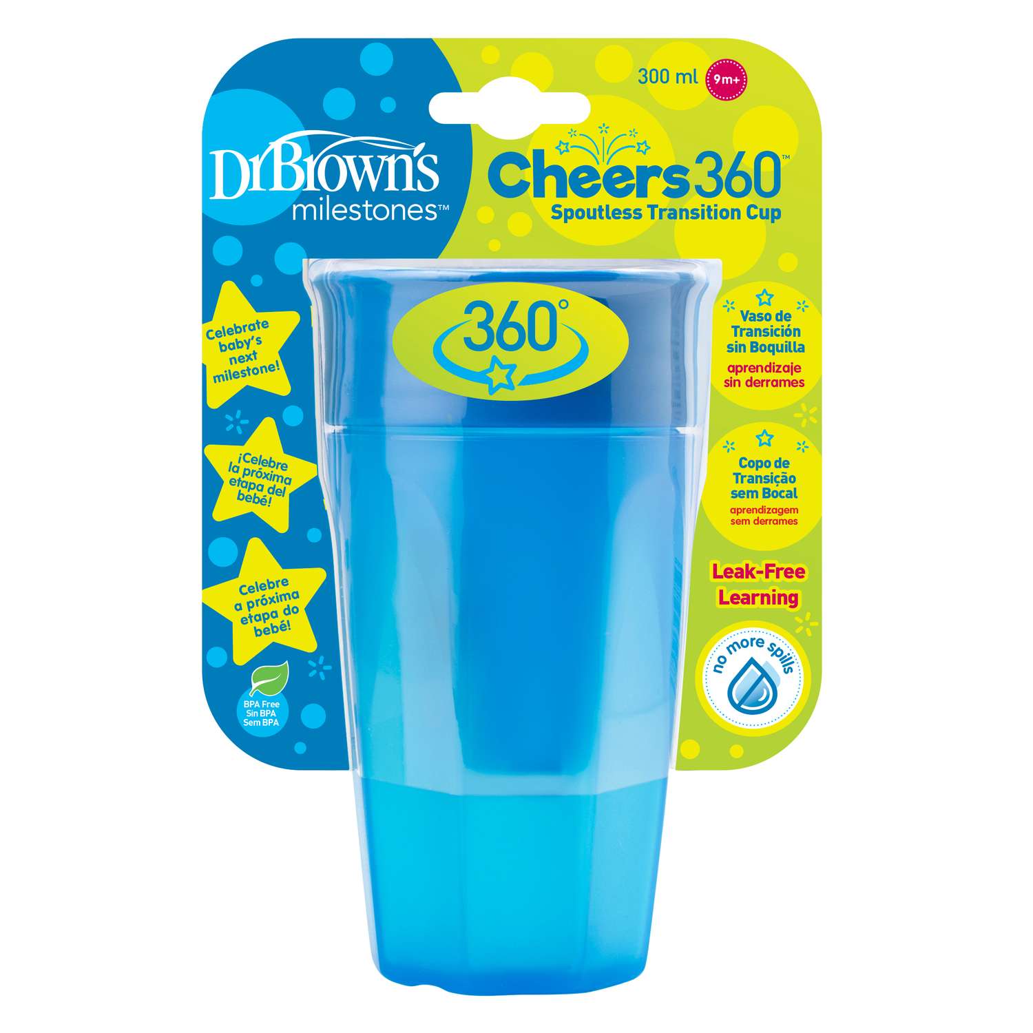 Чашка-непроливайка Dr Brown's Cheers 360 300мл Синяя - фото 2
