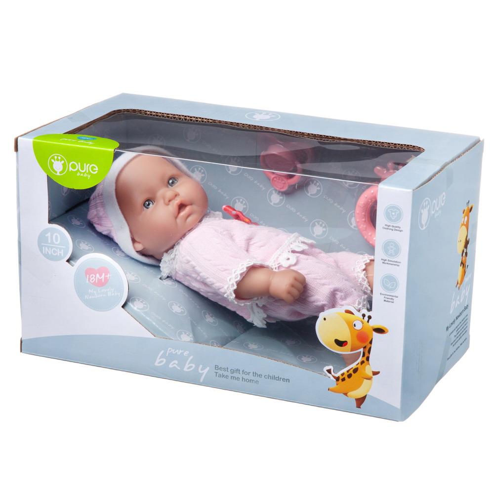 Кукла-пупс Junfa Pure Baby 25см в розовых кофточке шортиках шапочке с аксессуарами WJ-B9962 - фото 3