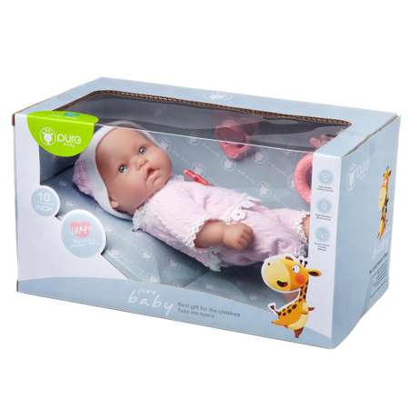 Кукла-пупс Junfa Pure Baby 25см в розовых кофточке шортиках шапочке с аксессуарами