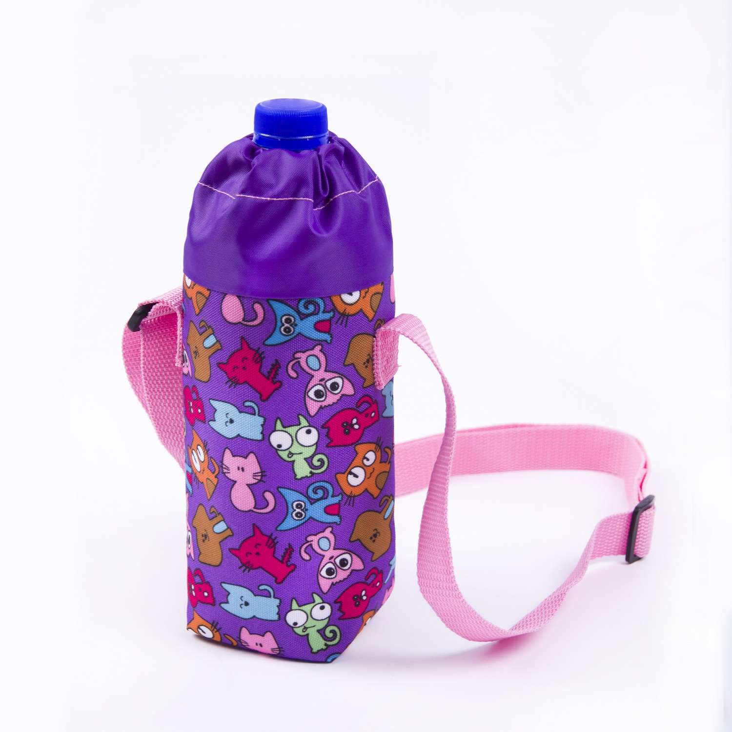 Детская сумка для бутылки Belon familia принт кошки фиолетовый - фото 1