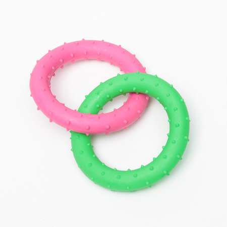 Игрушка Пижон жевательная суперпрочная «Два кольца» зелёная/розовая