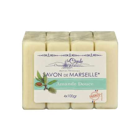 Мыло твердое LaCigale Миндаль 4х100г Savon de Marseille Amande Douce