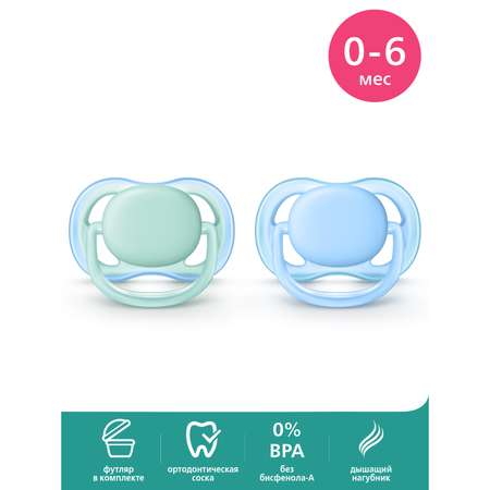 Пустышка Philips Avent Ultra Air 0-6месяцев 2шт SCF244/20