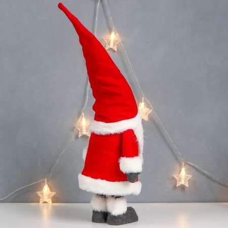 Кукла интерьерная Зимнее волшебство «Дед Мороз в полосатых гетрах красный» 80х24х14 см
