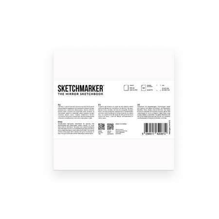 Скетчбук SKETCHMARKER THE MIRROR 16.3х16.3 см 50 листов твердая белая обложка