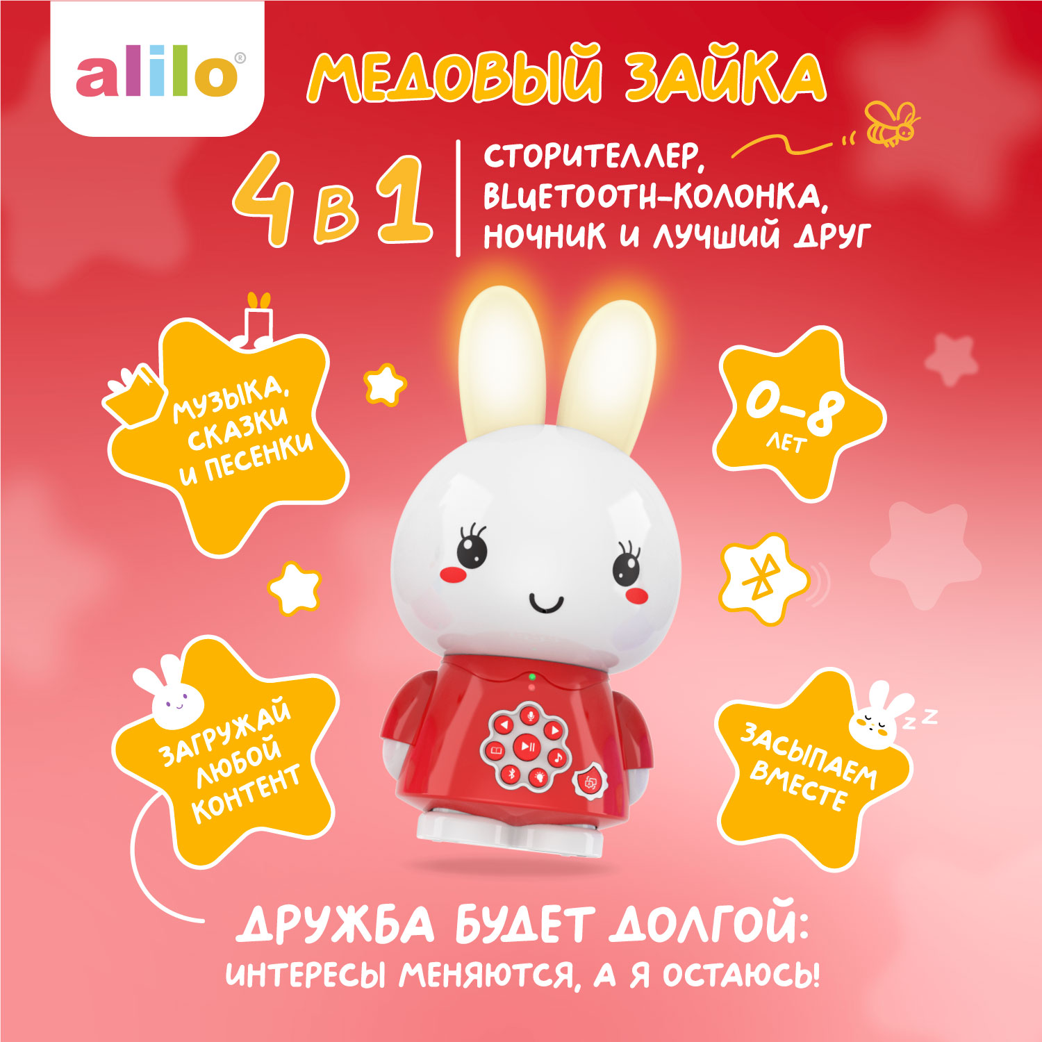 Музыкальная игрушка Медовый зайка alilo G6+