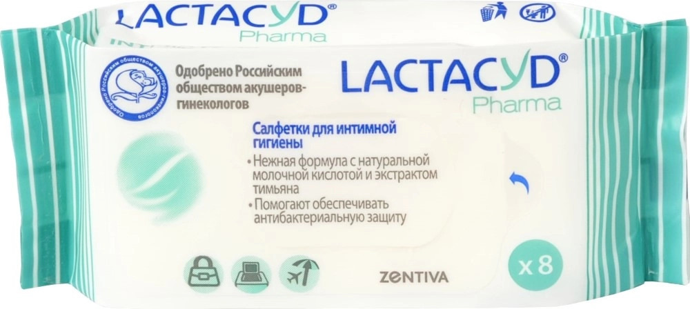 Салфетки Lactacyd Pharma для интимной гигиены с тимьяном №8 - фото 1