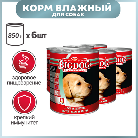 Корм для щенков Зоогурман 850г*6шт Big Dog жестяная банка