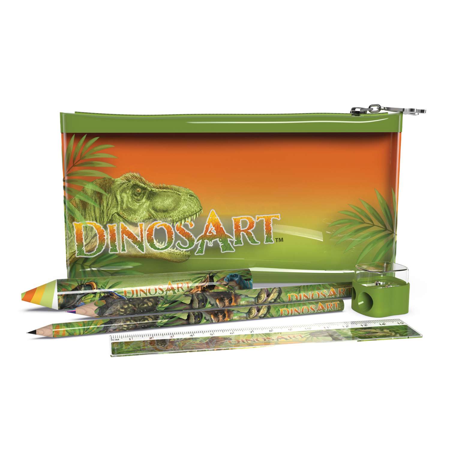 Набор DinosArt канцелярских принадлежностей в пластиковом пенале на молнии - фото 2