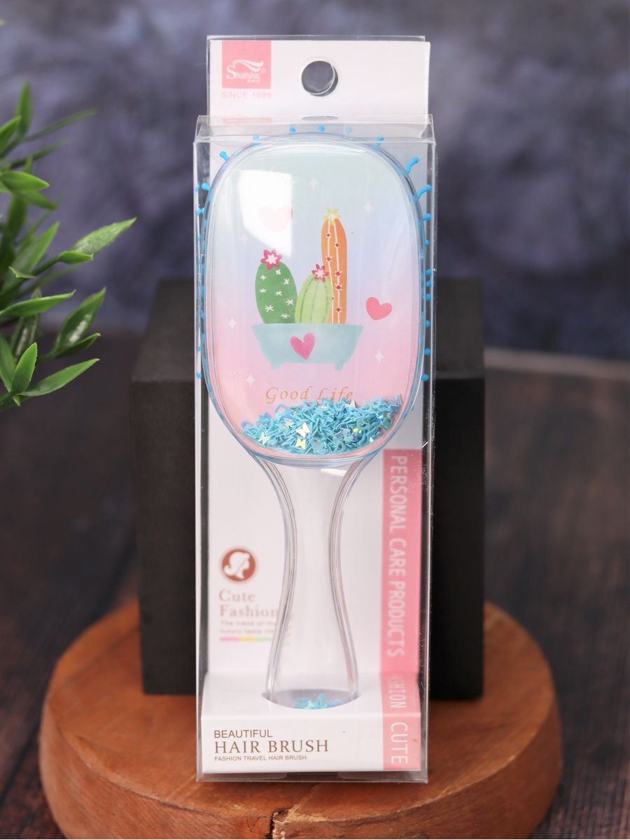 Расческа iLikeGift Sequins cactus pink-blue - фото 7