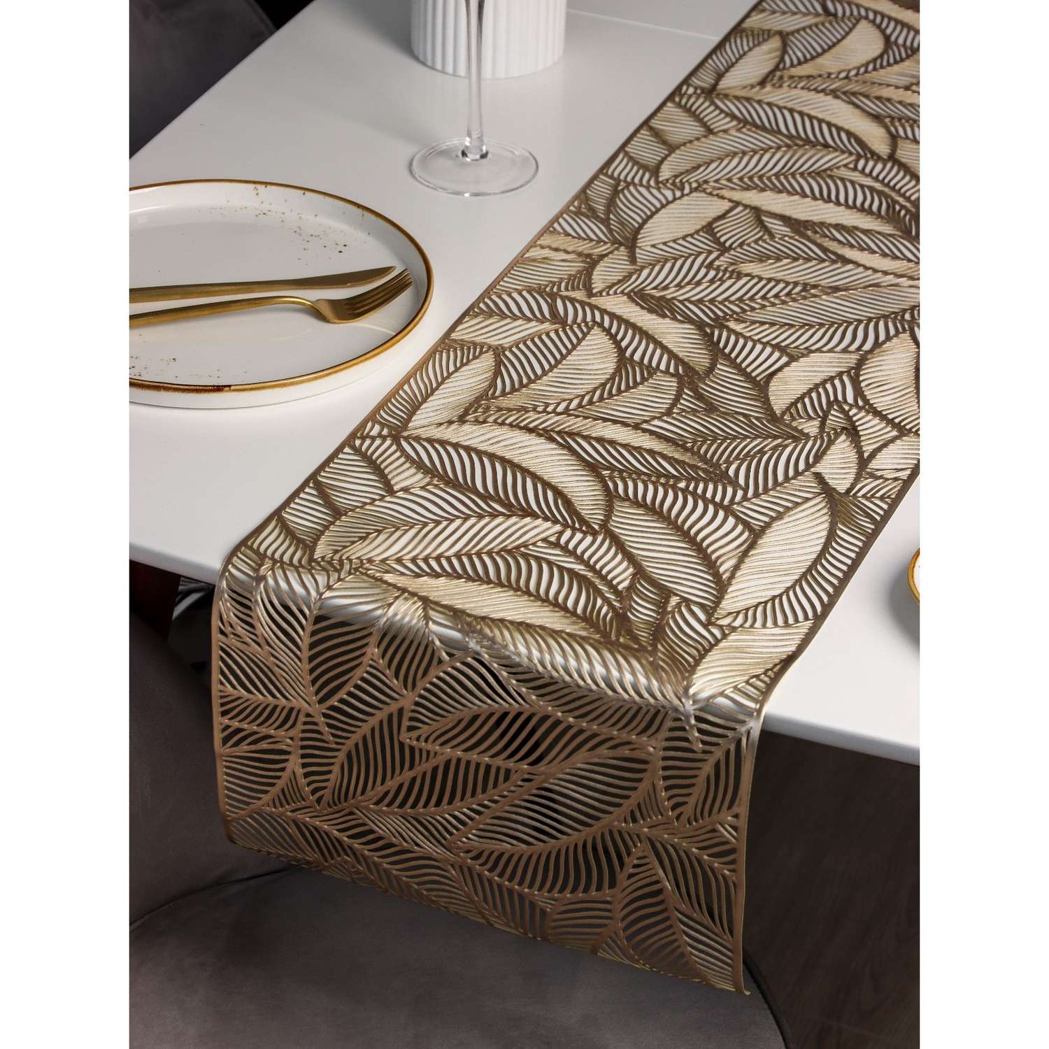 Дорожка Доляна на стол «Листопад» 30×150 см цвет золотой - фото 8