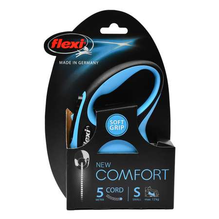 Рулетка Flexi New Comfort S трос 5м до 12кг Черный-Синий