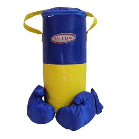 Детский набор для бокса Belon familia груша малая с перчатками цвет желтый синий