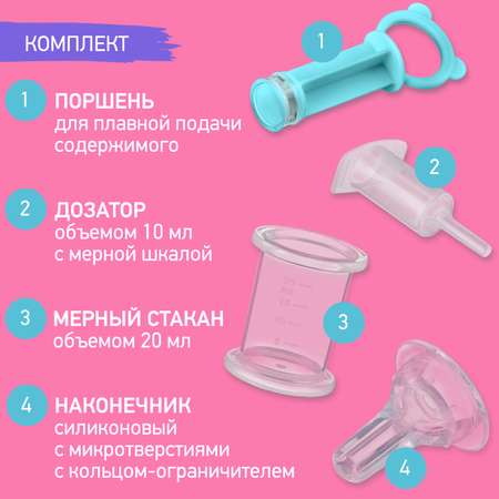 Дозатор для лекарств ROXY-KIDS с мерным стаканчиком-колпачком цвет бирюзовый