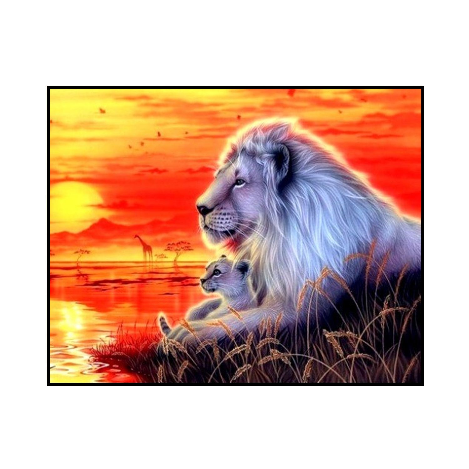Алмазная мозаика Seichi Лев со львёнком на закате 30х40 см - фото 2