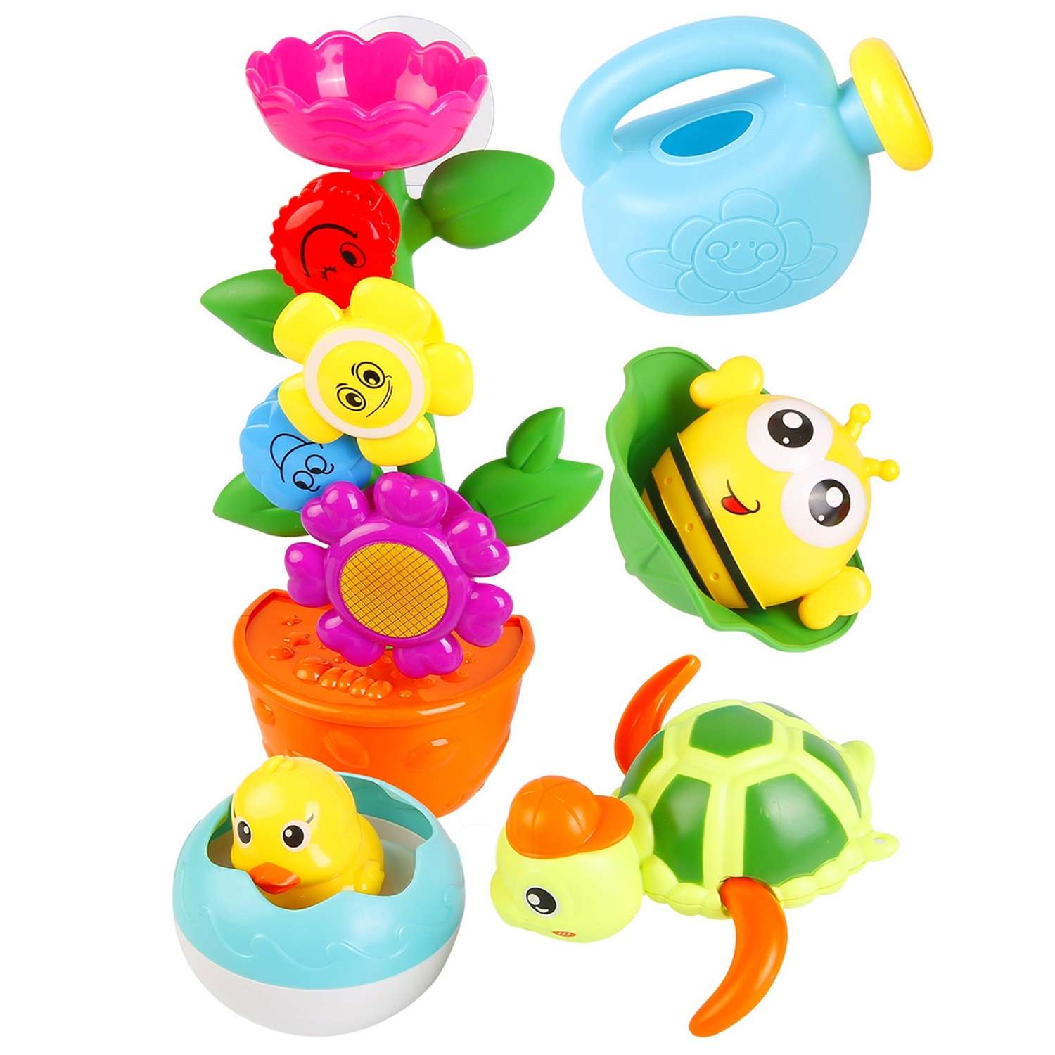 Набор игрушек для купания Mioshi Цветок-фонтанчик 6 предметов - фото 1