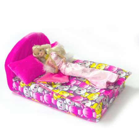 Набор мебели для кукол Belon familia Принт хор котят фиолетовый кровать круглая 2 подушки