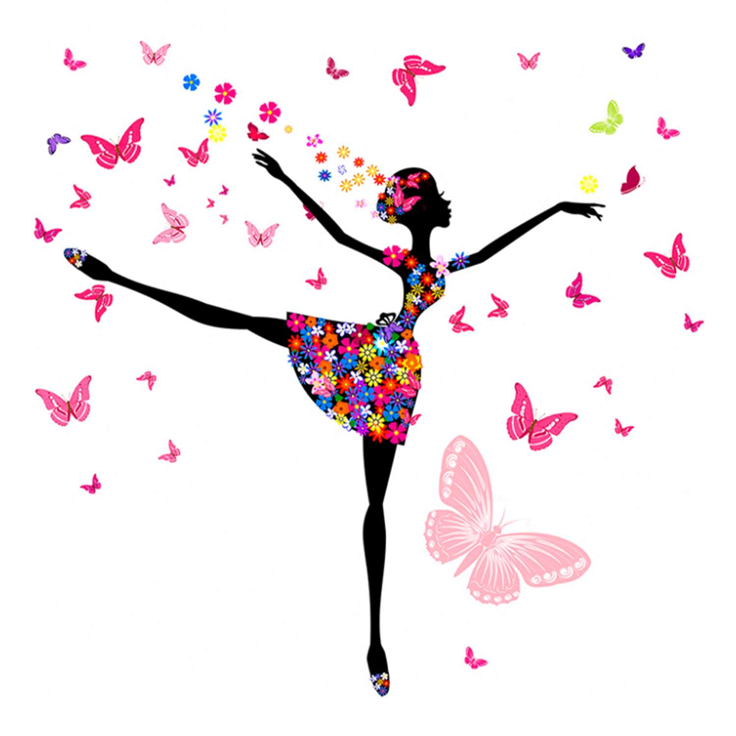 Наклейка интерьерная Woozzee Балерина с бабочками - фото 5