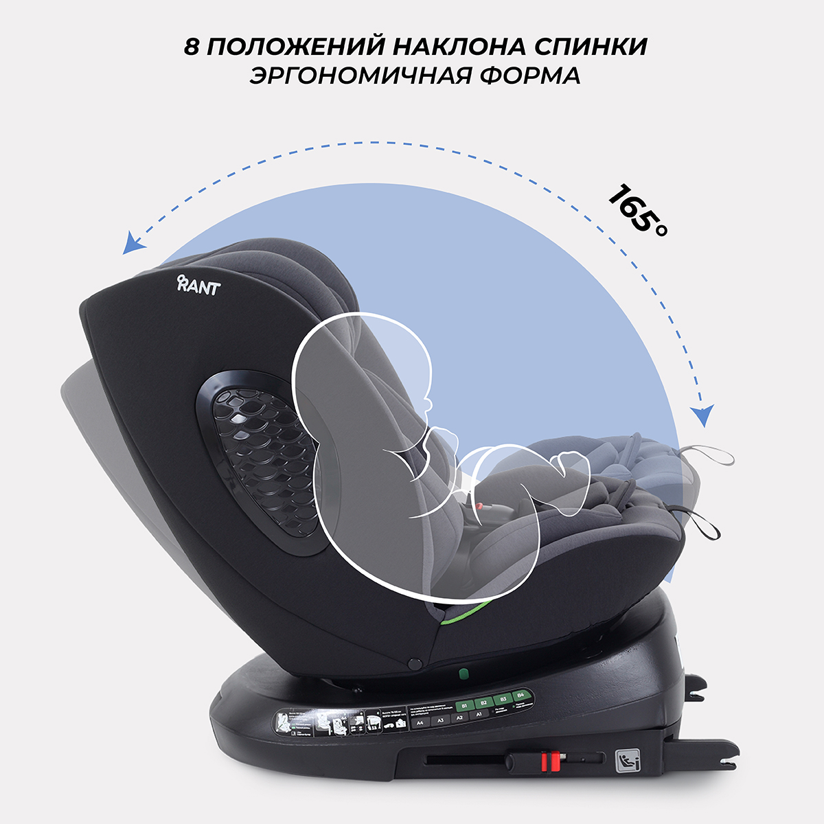 Автокресло Rant AY819 Helix isofix Grey 40-150см - фото 5