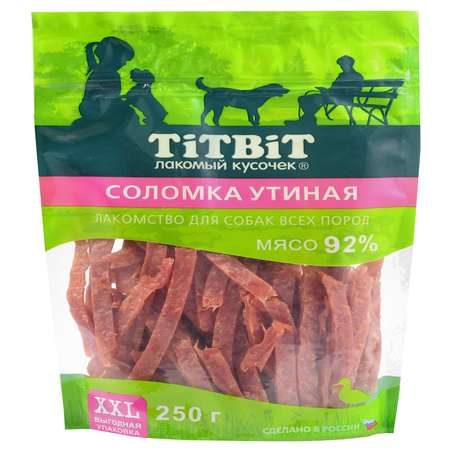 Лакомство для собак Titbit 250г для собак всех пород соломка утиная