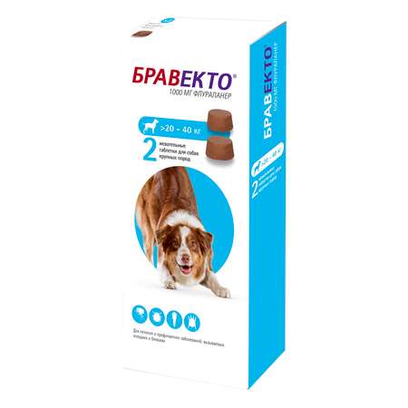 Препарат инсектоакарицидный для собак MSD Бравекто 1000мг №2