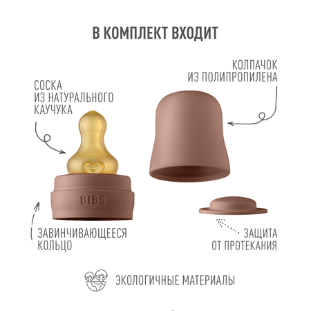 Набор с соской для бутылочки BIBS Bottle Kit Woodchuck