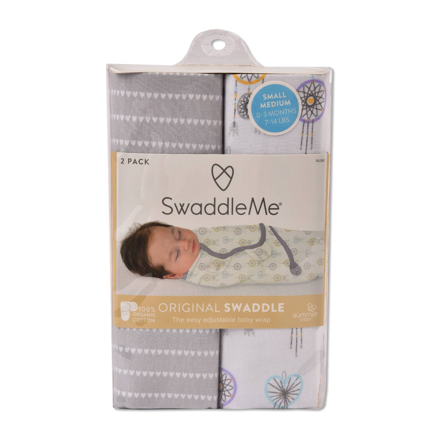 Конверт Summer Infant SwaddleMe Organic Ловец Снов на липучке S/M 2шт Сиреневый-Серый - фото 7