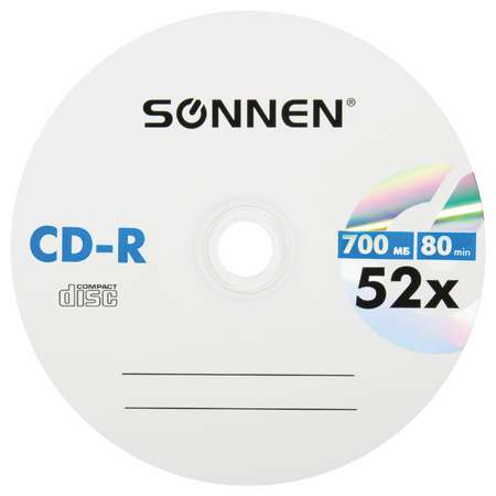 Диск для записи Sonnen CD-R 700Mb 52x Cake 100 шт