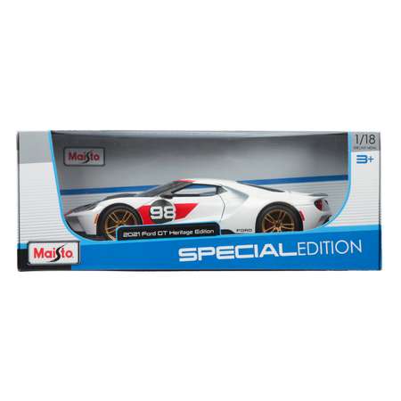 Машина MAISTO 1:18 Ford GT Heritage 2021 Белая 31390