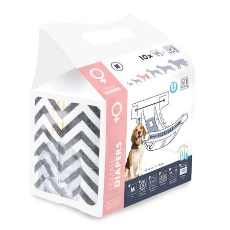 Подгузники для собак M-PETS M 28-48см 10шт