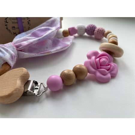 Подарок новорожденной Счастливые Моменты Можжевелово/силиконовый + Грызунок «ушки-зайчика» розовый